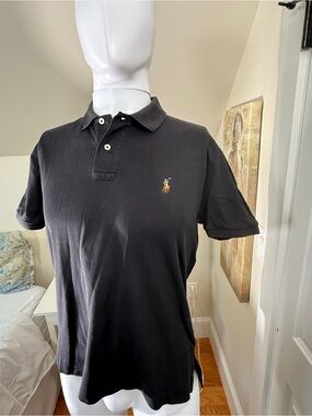 Polo by Ralph Lauren Black Short-Sleeve Cotton Polo with Embroidered Pony